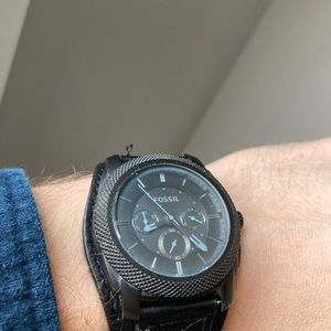 Machine Black Cuff Leather Men's Watch